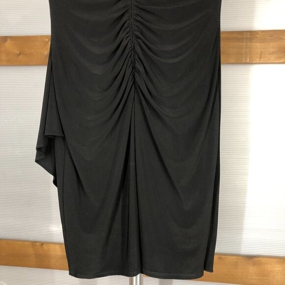 XSCAPE‎ Black Embellished Shoulder Ruched Sleeveless Dress Sz 14 - Picture 9 of 13